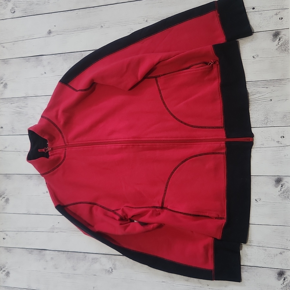 Rafaella Pink/Red fleece like zip up jacket Size large